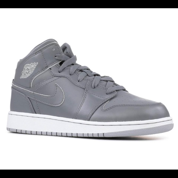AIR JORDAN 1 RETRO MID GS 'COOL GREY WOLF GREY' - Picture 2 of 13